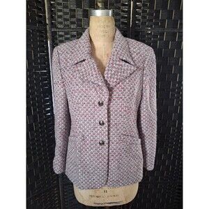 Vintage Escada Pink Gray Textured Tweed Blazer Jacket Size 38 Medium 90s Y2K